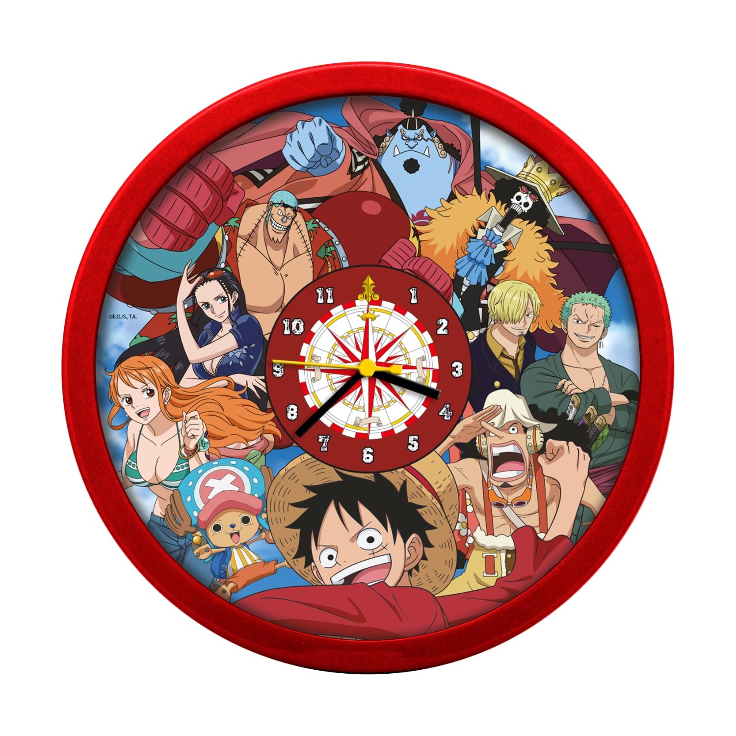 Kids Licensing Wall Clock, Red Once Piece, Grande
