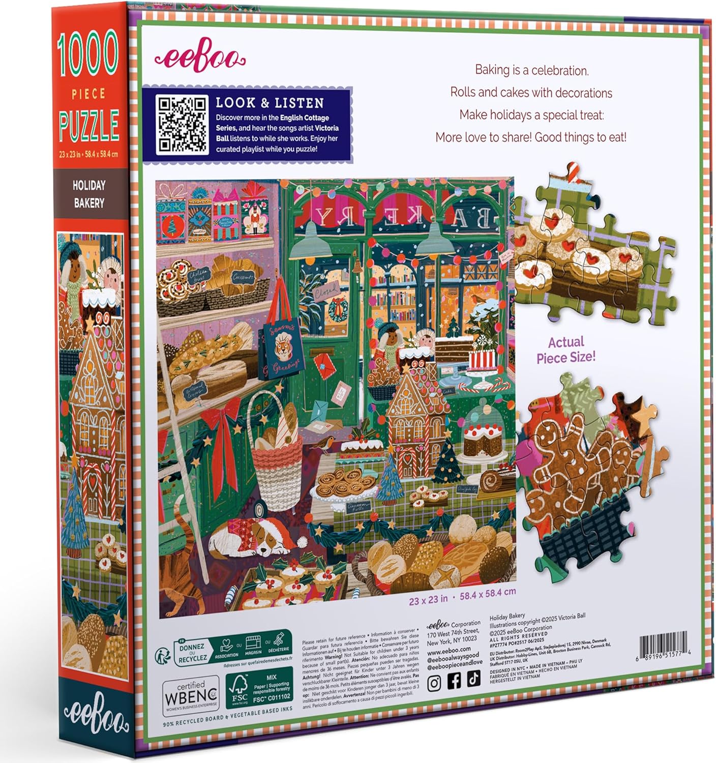 eeBoo repostería navideña – Puzzle para Adulto, 1000 Piezas de cartón – Dimensiones: 58,5 x 58,5 cm (PZT774