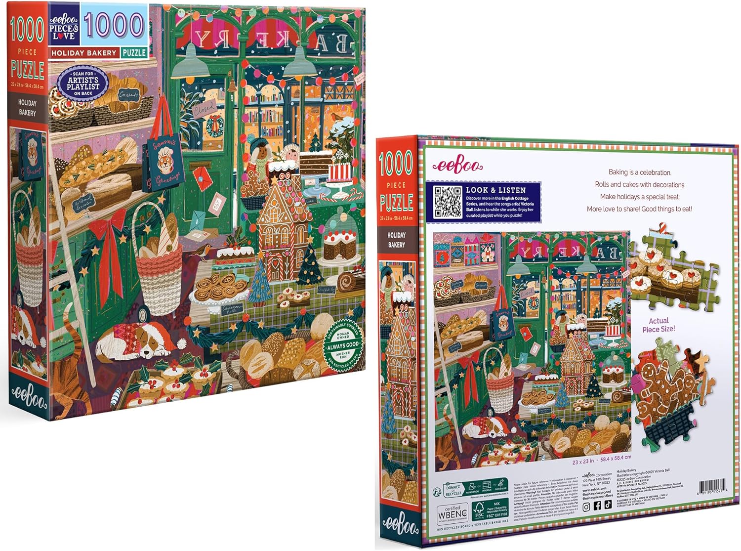 eeBoo repostería navideña – Puzzle para Adulto, 1000 Piezas de cartón – Dimensiones: 58,5 x 58,5 cm (PZT774
