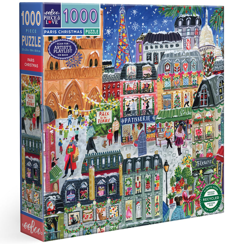eeBoo París – Puzzle para Adultos, 1000 Piezas, diseño de Escena navideña, x 58,5 cm (PZT781
