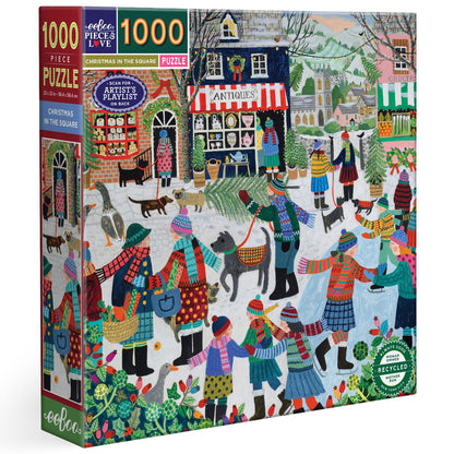 Eeboo - Puzzel 1000 stukjes Christmas in The Square - Kerstpuzzel 1000 stukjes - Afmetingen 58,5 cm x 58,5 cm