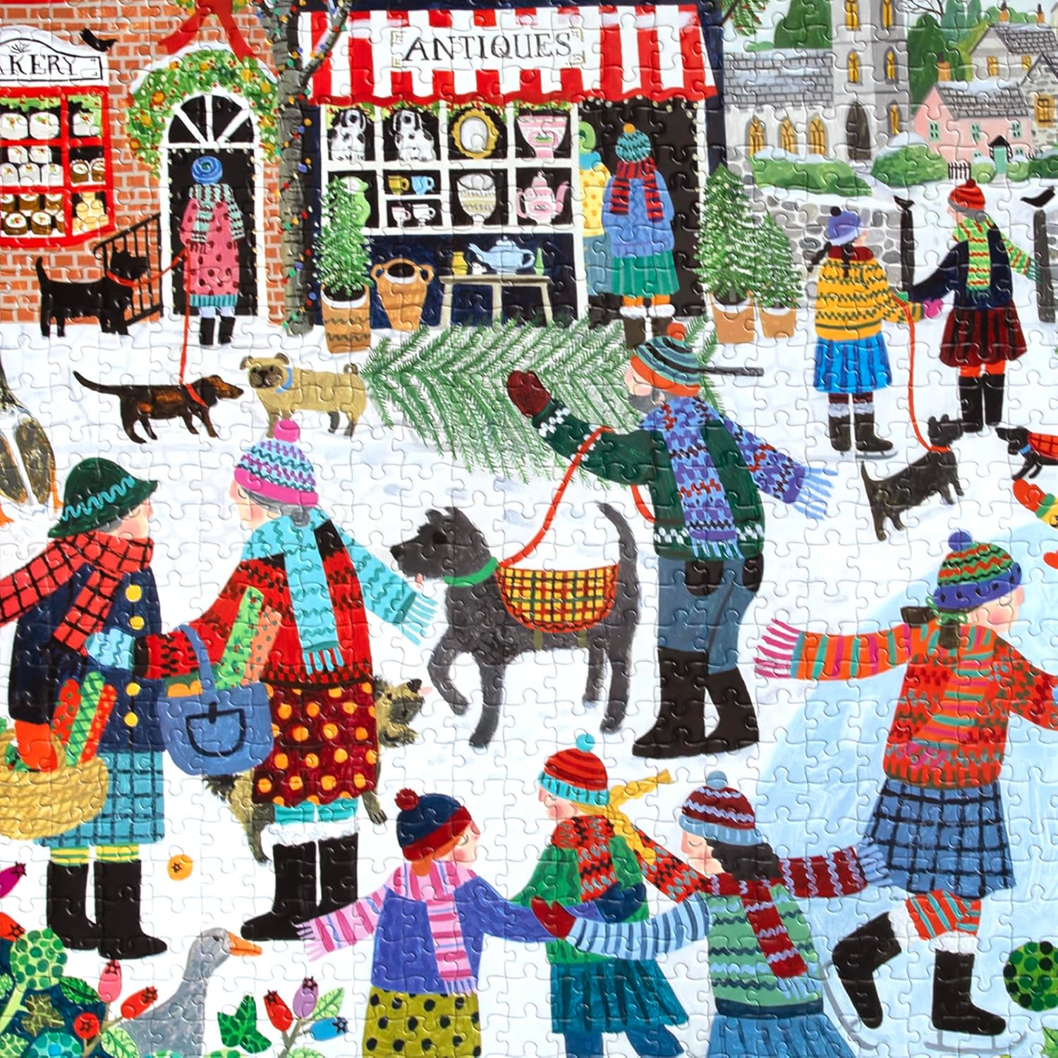 Eeboo - Puzzel 1000 stukjes Christmas in The Square - Kerstpuzzel 1000 stukjes - Afmetingen 58,5 cm x 58,5 cm