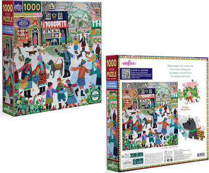 Eeboo - Puzzel 1000 stukjes Christmas in The Square - Kerstpuzzel 1000 stukjes - Afmetingen 58,5 cm x 58,5 cm