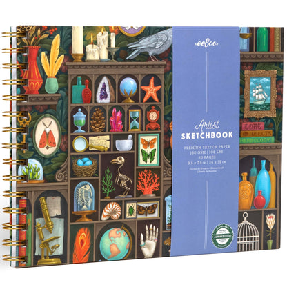 eeBoo Piece & Love: Artist Sketchbook - Alchemists Cabinet - 80pgs, 9.5x7.5 Hardcover Spiral Book, 108 LBS Drawing Paper, Art by Vasilisa Romanenko