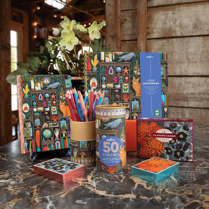 eeBoo Piece & Love: Artist Sketchbook - Alchemists Cabinet - 80pgs, 9.5x7.5 Hardcover Spiral Book, 108 LBS Drawing Paper, Art by Vasilisa Romanenko