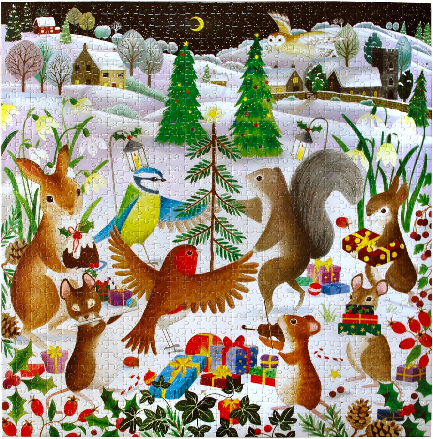 eeBoo Piece & Love: Le Petit Arbre - Puzzel met 1000 stukjes - Vierkante puzzel voor volwassenen, 58,4 x 58,4 cm, met afbeelding referentie-inzetstuk, glanzende stukjes