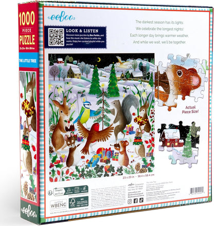 eeBoo Piece & Love: Le Petit Arbre - Puzzel met 1000 stukjes - Vierkante puzzel voor volwassenen, 58,4 x 58,4 cm, met afbeelding referentie-inzetstuk, glanzende stukjes