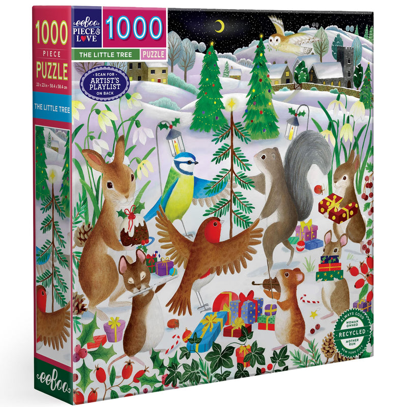 eeBoo Piece & Love: Le Petit Arbre - Puzzel met 1000 stukjes - Vierkante puzzel voor volwassenen, 58,4 x 58,4 cm, met afbeelding referentie-inzetstuk, glanzende stukjes