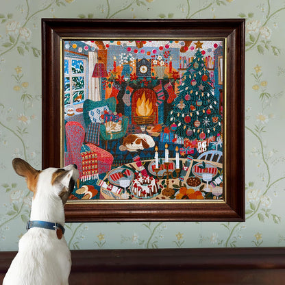 eeBoo Piece & Love: Engelse Cottage Christmas - puzzel van 1000 stukjes - vierkante puzzel, voor volwassenen, 23 x 23, inclusief afbeeldingsreferentie-insert, stukjes