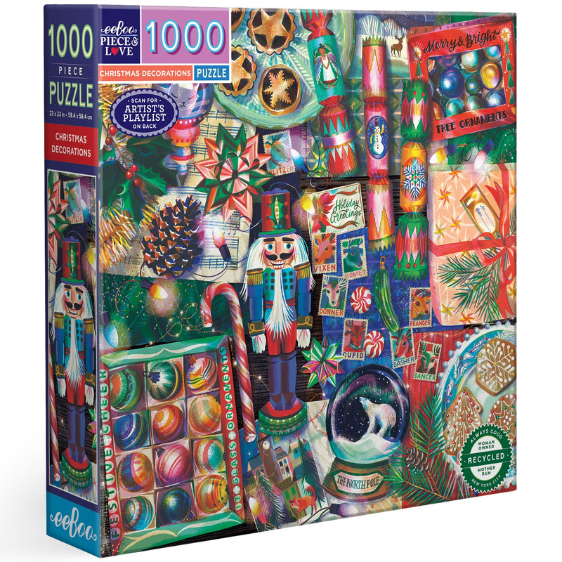 eeBoo 1000 stukjes Vierkante Puzzel Volwassen Gerecycled Kartonnen Kerstdecoratie 58,4 x 58,4 cm, PZTCDR