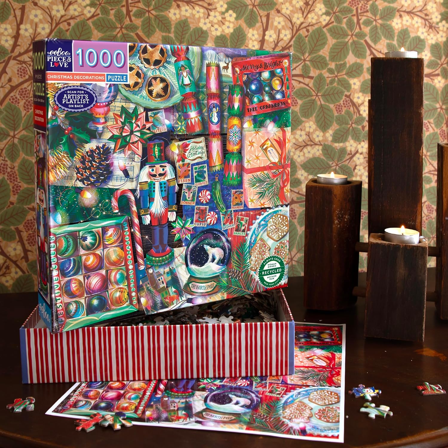 eeBoo 1000 stukjes Vierkante Puzzel Volwassen Gerecycled Kartonnen Kerstdecoratie 58,4 x 58,4 cm, PZTCDR