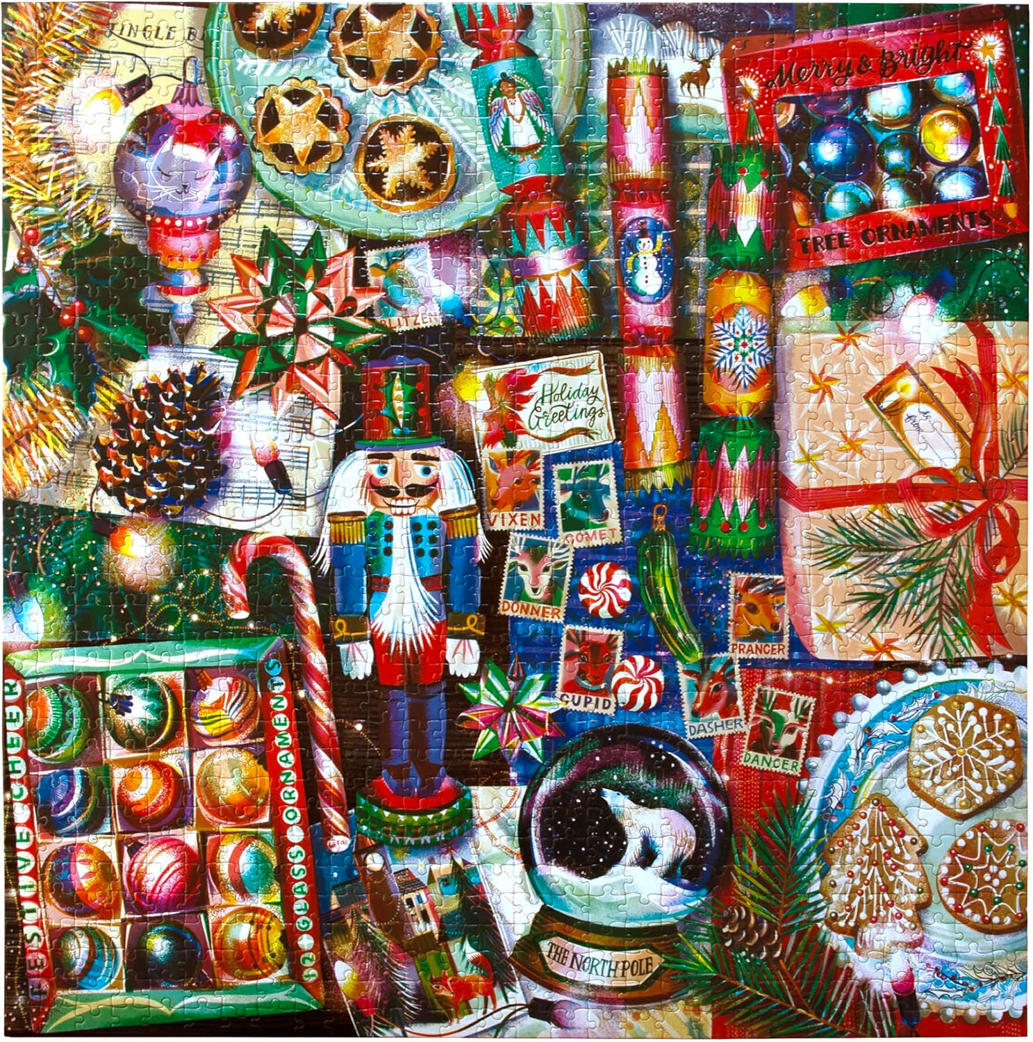 eeBoo 1000 stukjes Vierkante Puzzel Volwassen Gerecycled Kartonnen Kerstdecoratie 58,4 x 58,4 cm, PZTCDR