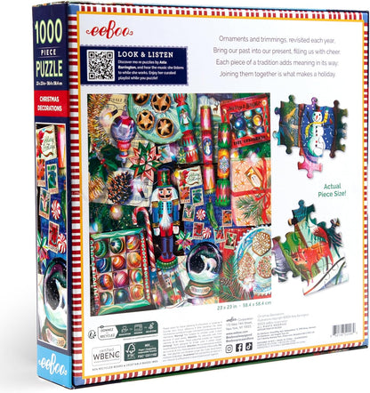 eeBoo 1000 stukjes Vierkante Puzzel Volwassen Gerecycled Kartonnen Kerstdecoratie 58,4 x 58,4 cm, PZTCDR