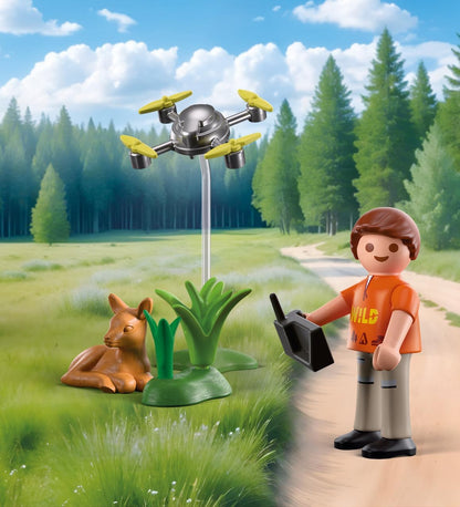 Playmobil Special Plus 71880 Fawn Rescue with Drone – Wildlife Rescue Playset for Kids Ages 4+, Forest Explorer Figure & Accessories