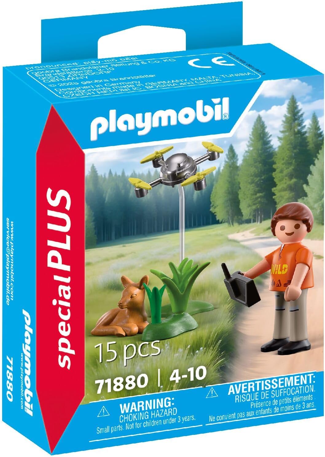 Playmobil Special Plus 71880 Fawn Rescue with Drone – Wildlife Rescue Playset for Kids Ages 4+, Forest Explorer Figure & Accessories