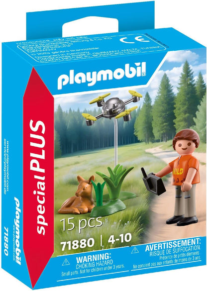 Playmobil Special Plus 71880 Fawn Rescue with Drone – Wildlife Rescue Playset for Kids Ages 4+, Forest Explorer Figure & Accessories
