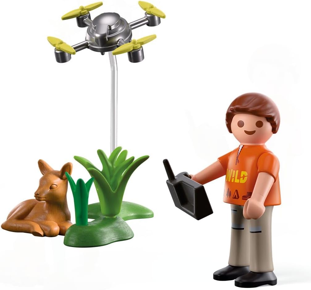 Playmobil Special Plus 71880 Fawn Rescue with Drone – Wildlife Rescue Playset for Kids Ages 4+, Forest Explorer Figure & Accessories