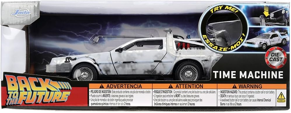 Jada BACK TO THE FUTURE TIME MACHINE R1 1:24 scale model vehicle to collect, play and display, suitable for gift, party favors, Christmas and birthdays