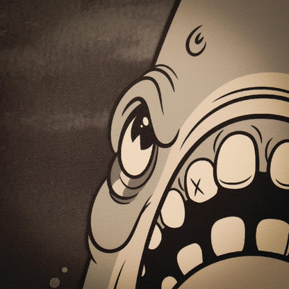 FaNaTtik Jaws Cartoon-style A3 Limited Edition and Numbered Art Print