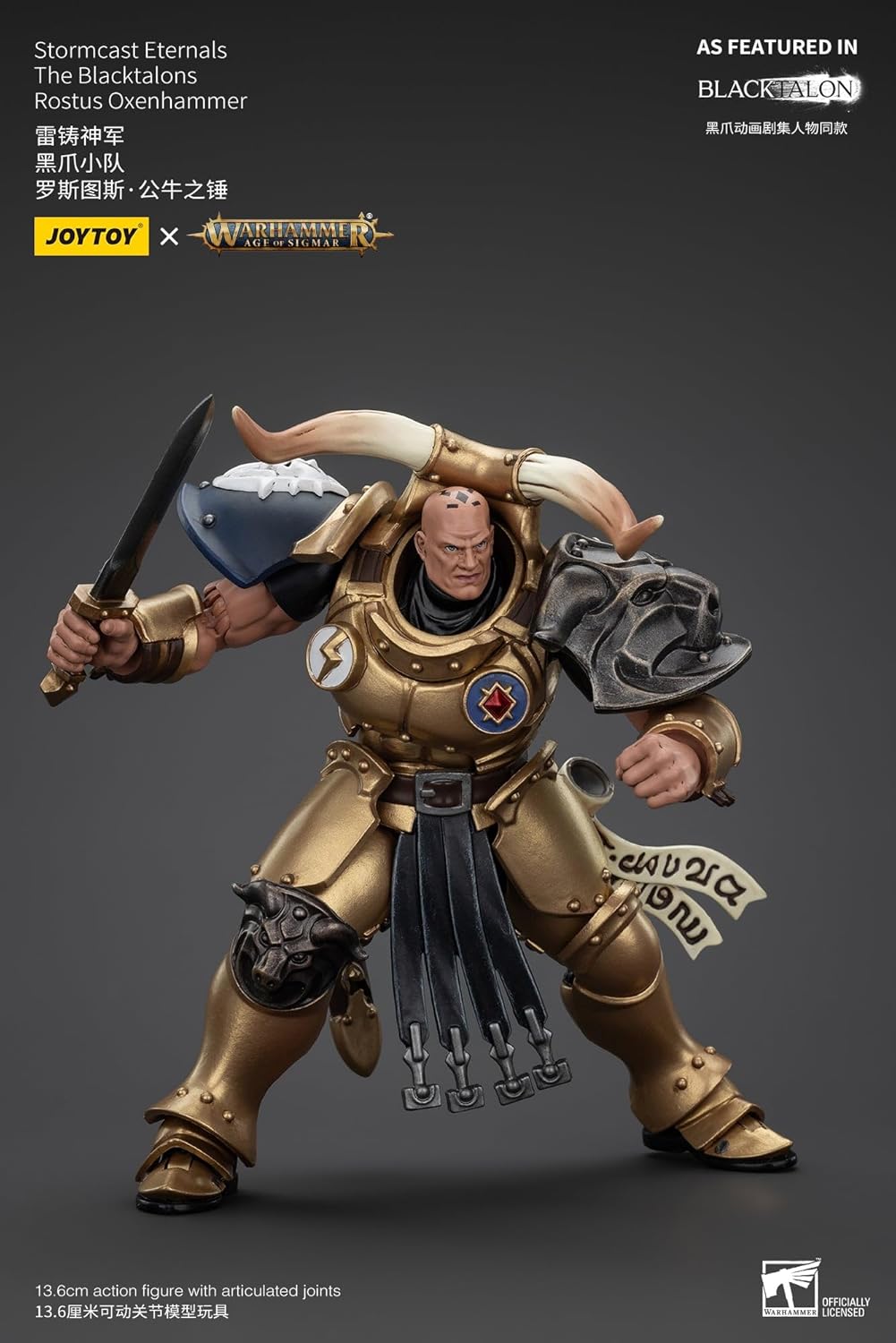 Warhammer Age of Sigmar Stormcast Eternals The Blacktalons Rostus Oxenhammer 1:18 Scale Action Figure