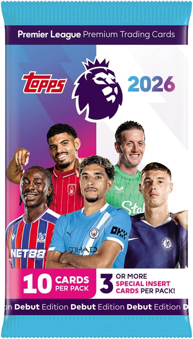 Topps Premier League 2026 - Debut Edition - Mega Multipack - contains 40 cards plus 3 random Classic LE cards.