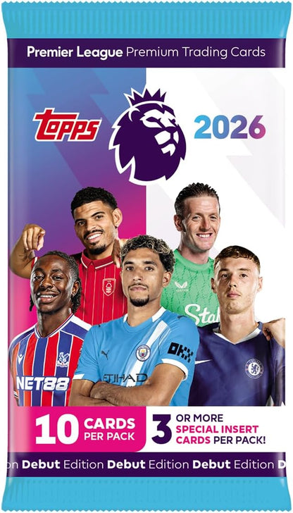 Topps Premier League 2026 - Debut Edition - Mega Multipack - contains 40 cards plus 3 random Classic LE cards.