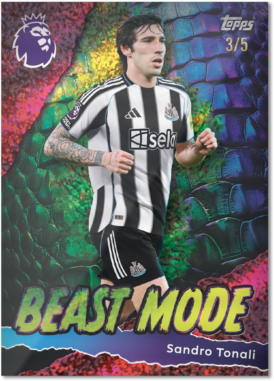 Topps Premier League 2026 - Debüt-Edition - Mega Tin (Goal Machines). Enthält 40 Karten Plus 3 Goal Machine LE-Karten.