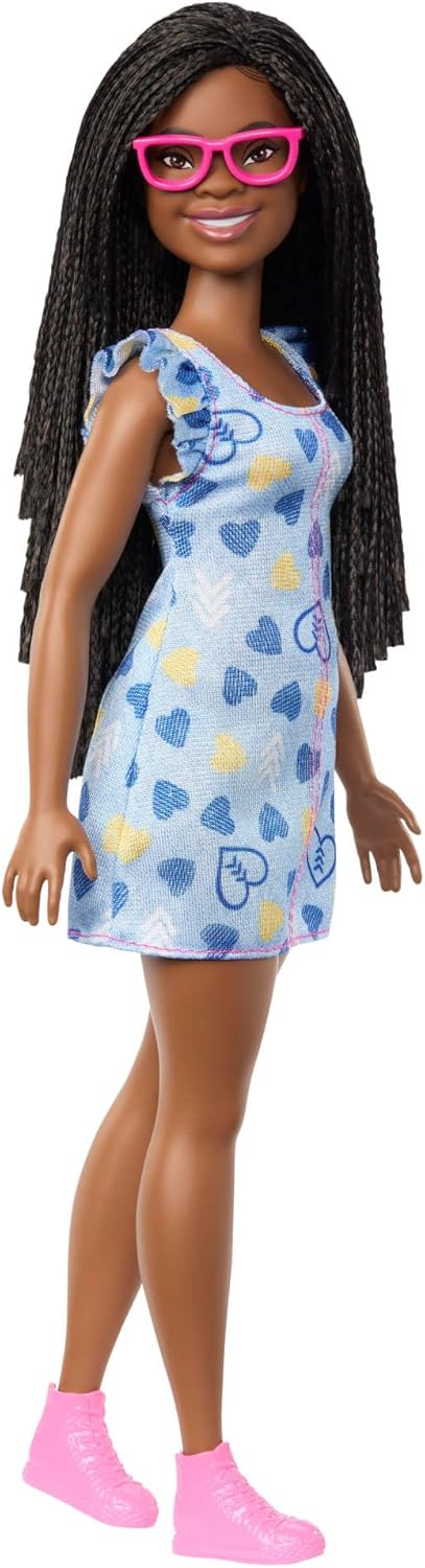 Barbie Fashionistas Doll #229, Barbie Doll with Down Syndrome Wearing Heart-Print Dress, Created in Partnership with the National Down Syndrome Society, HYK14