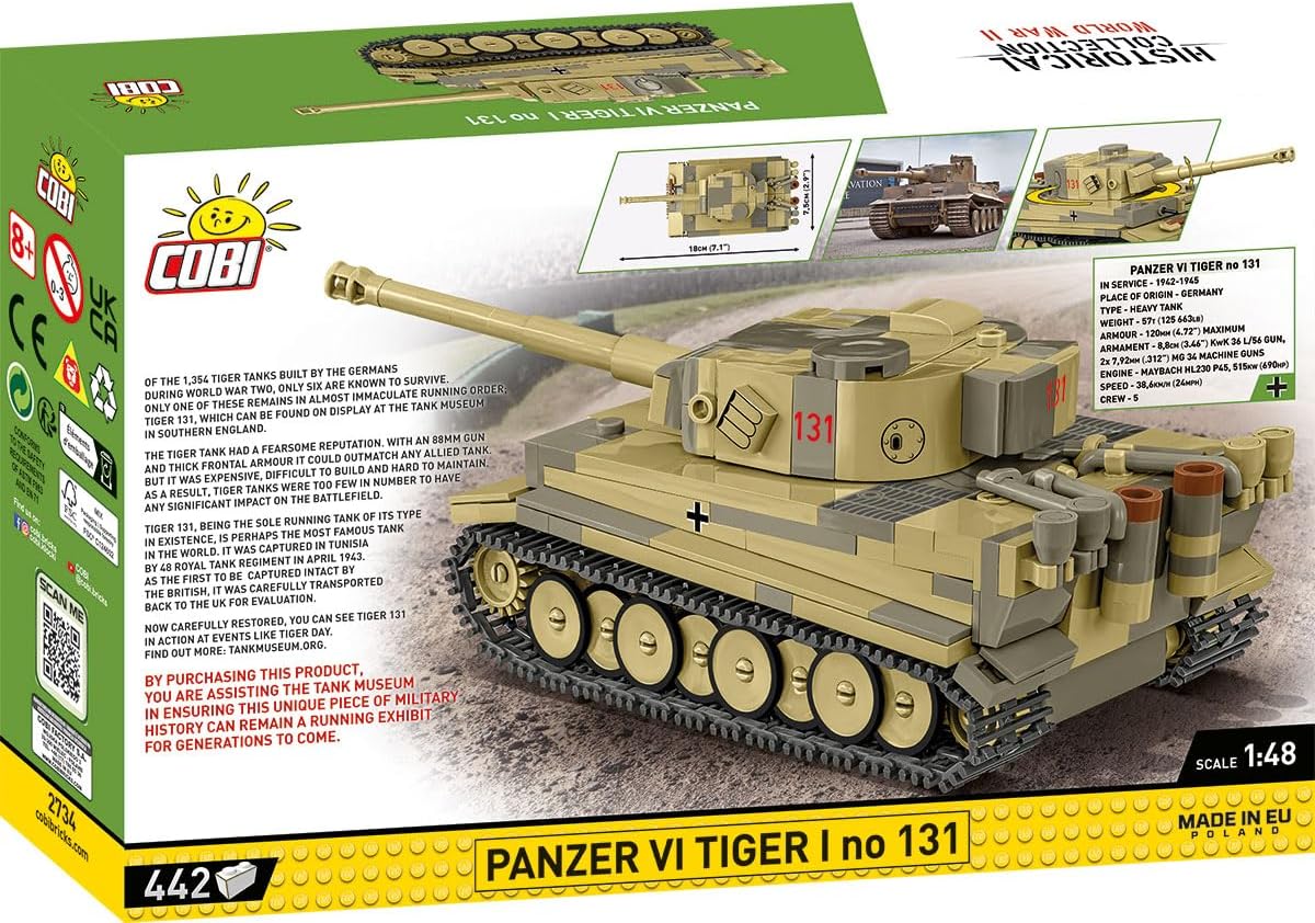 COBI PANZER VI TIGER I no 131, 18 cm x 7.5 cm x 6 cm, Beige