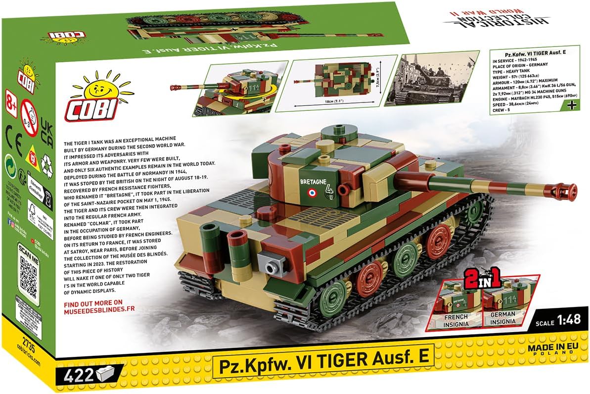 COBI Pz.Kpfw. VI TIGER Ausf. E, Green, Grey