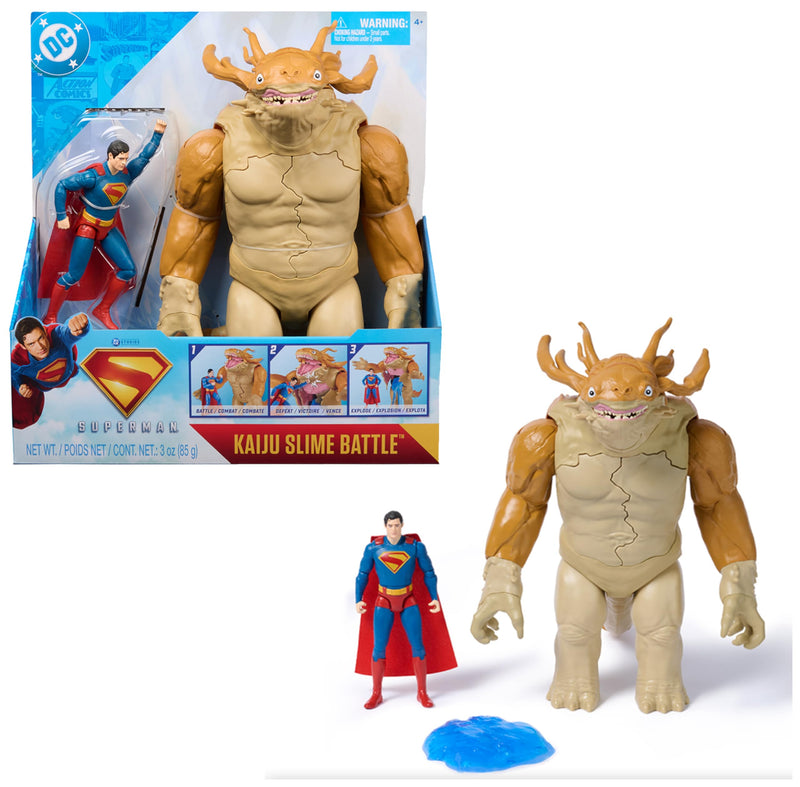Superman DC Comics, Vs. Kaiju con Slime, Set di Action Figure, Giocattoli dei Supereroi per Bambini e Bambine, 4+ Anni