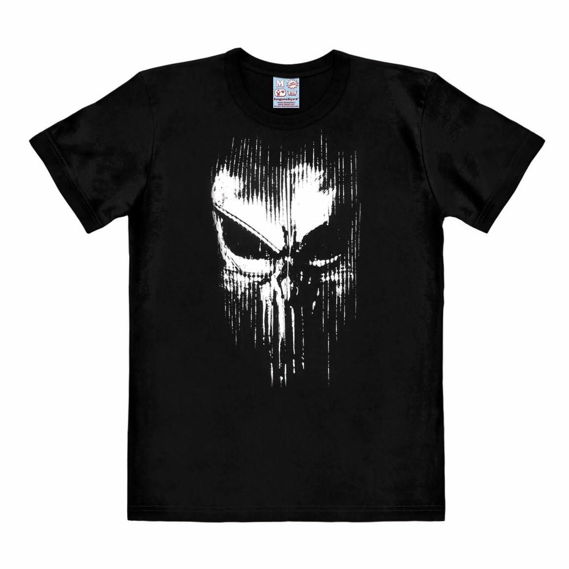 Logoshirt® Marvel Comics I Punisher I Striped Skull I Print T-Shirt I Men & Women I Short Sleeve I Licensed Original Design