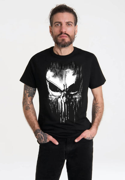 Logoshirt® Marvel Comics I Punisher I Striped Skull I Print T-Shirt I Men & Women I Short Sleeve I Licensed Original Design