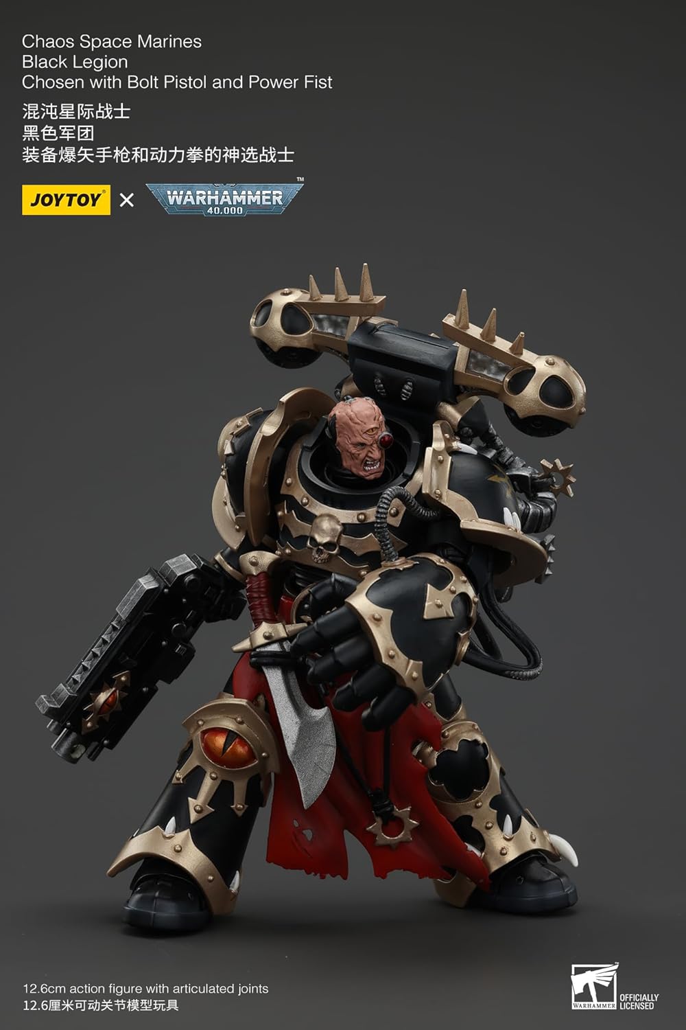 JoyToy Warhammer 40k: Black Legion Chosen with Bolt Pistol and Power Fist 1:18 Scale Action Figure