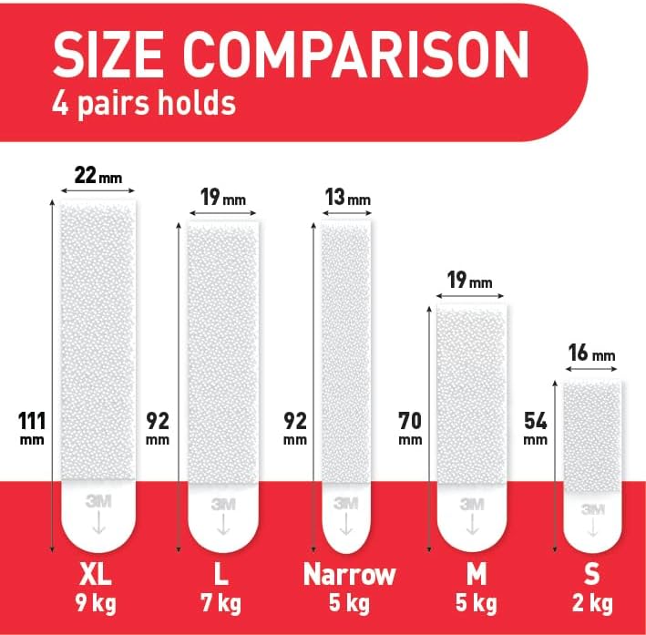 3M Command Medium Picture Hanging Strips White (Pack 4) - 7100337178