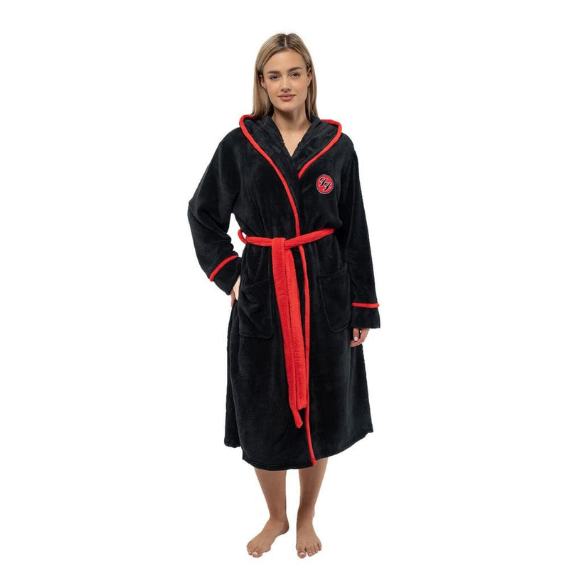 Foo Fighters Bathrobe FF Band Logo Official Black Super Soft Fleece Unisex