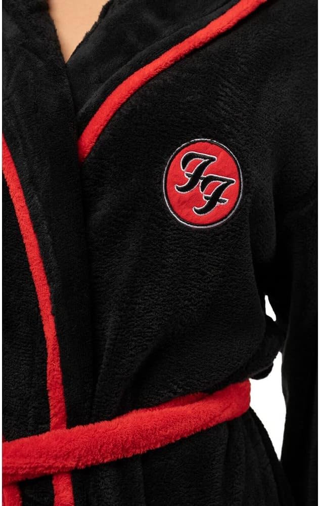 Foo Fighters Bathrobe FF Band Logo Official Black Super Soft Fleece Unisex