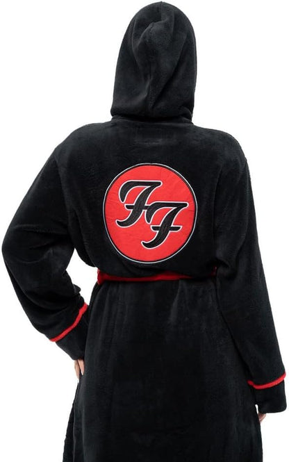 Foo Fighters Bathrobe FF Band Logo Official Black Super Soft Fleece Unisex