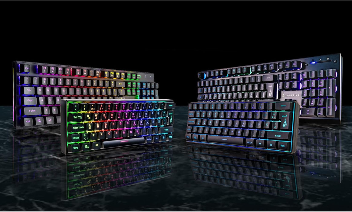 Surefire Kingpin X1 60% Gaming Tastiera US English, Gaming Multimedia Keyboard Piccola e Mobile, Tastiera RGB con illuminazione, 25 tasti anti-ghosting, layout americano QWERTY