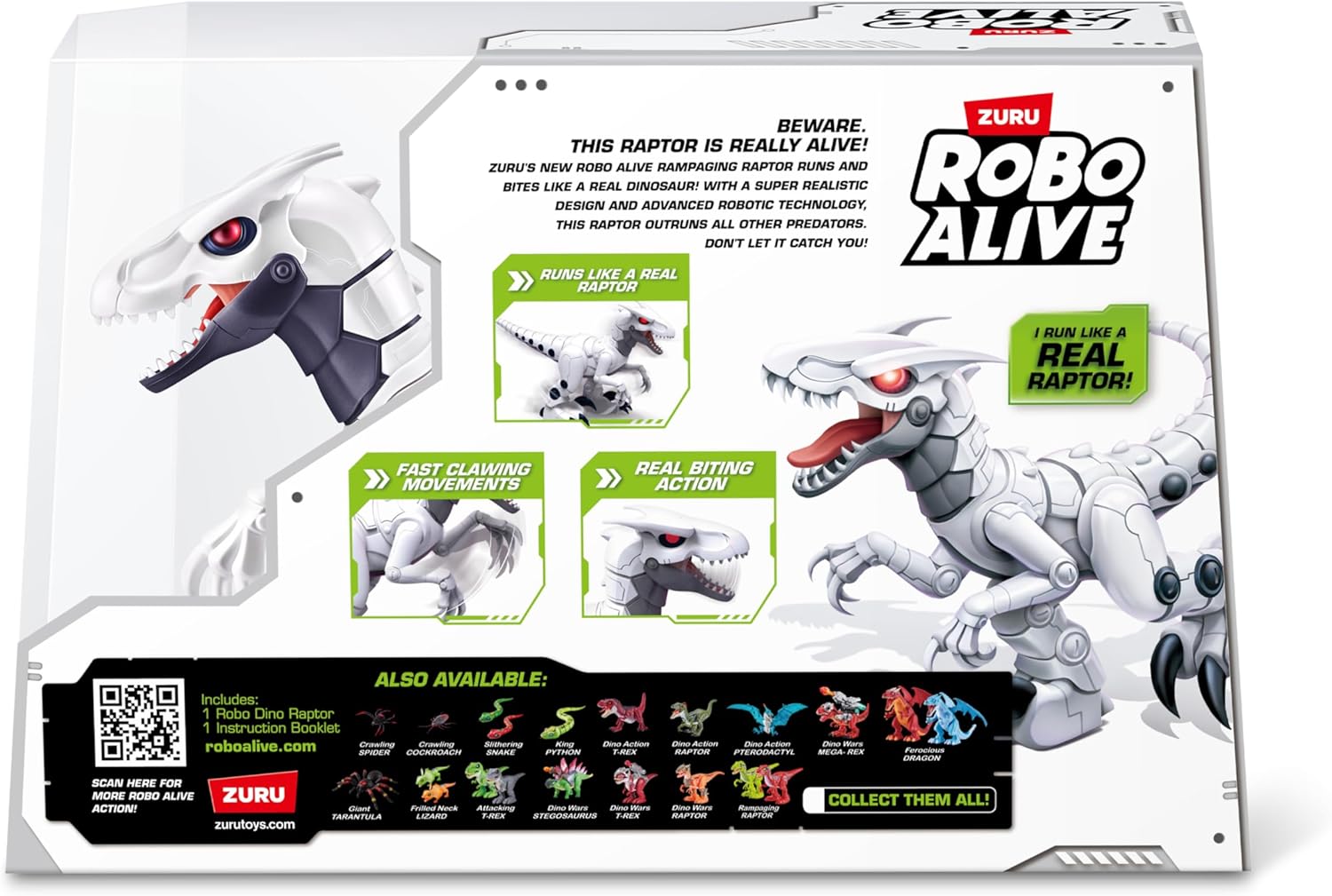 ROBO ALIVE Robo Dino Raptor Robotic, giocattolo di ZURU, dinosauro giocattolo elettronico per bambini (RAPTOR
