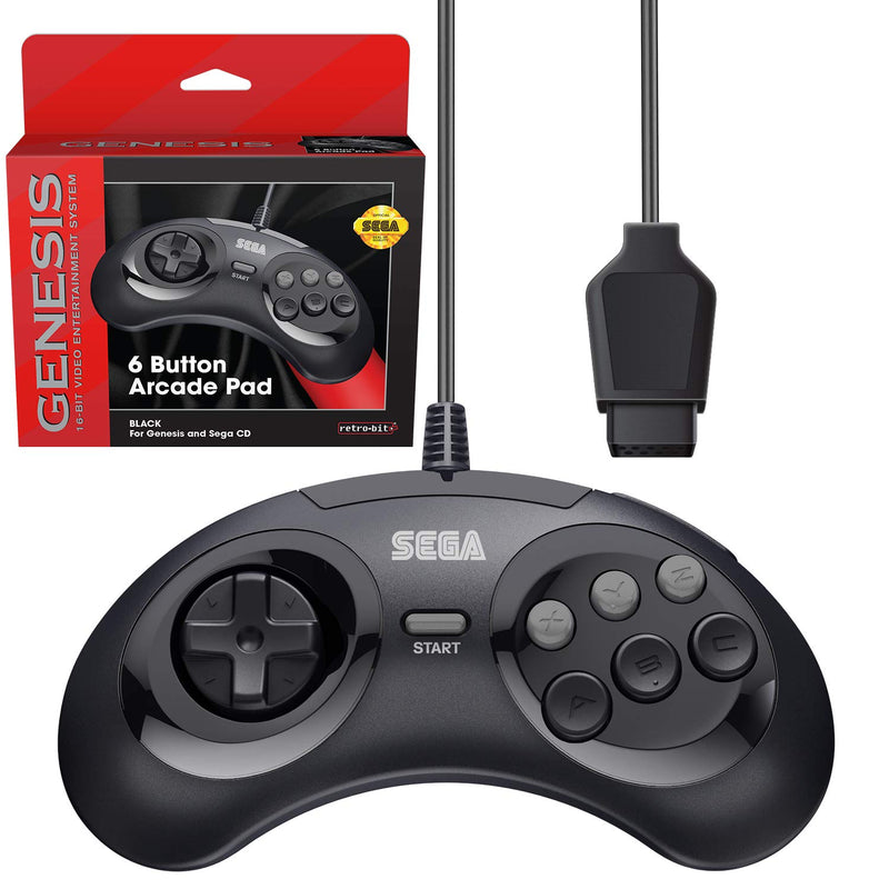Retro-Bit Official Sega Genesis Controller 6-Button Arcade Pad for Sega Genesis - Original Port