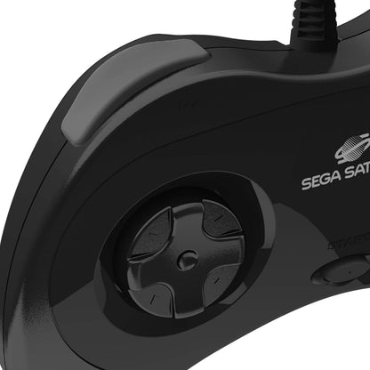 Retro-Bit Official Sega Saturn USB Controller Pad (Model 2) for Sega Genesis Mini, PS3, PC, Mac, Steam, Switch - USB Port (Black