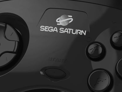Retro-Bit Official Sega Saturn USB Controller Pad (Model 2) for Sega Genesis Mini, PS3, PC, Mac, Steam, Switch - USB Port (Black