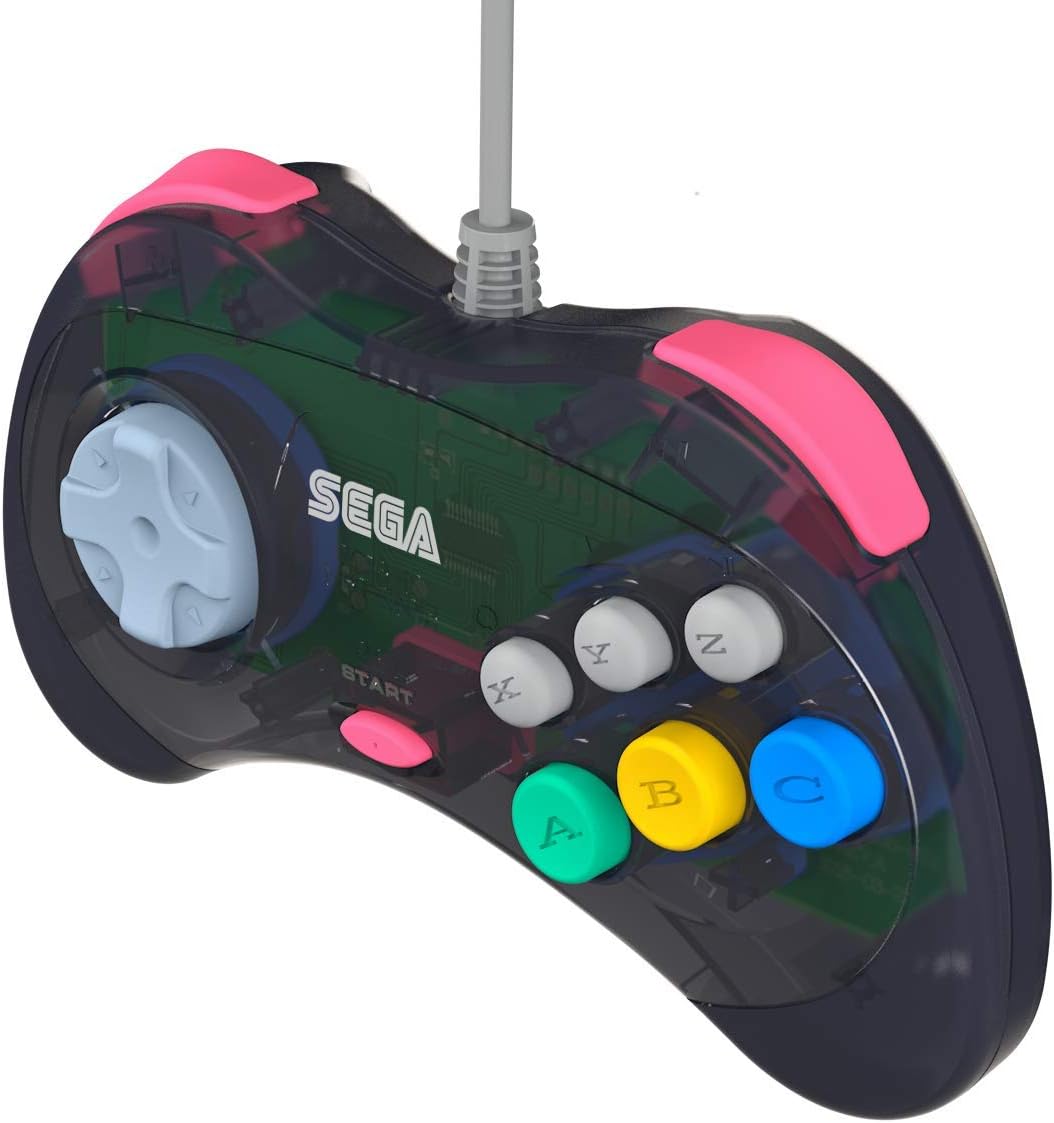 Retro-Bit Official Sega Saturn USB Controller Pad (Model 2) for Sega Genesis Mini, PS3, PC, Mac, Steam, Switch - USB Port (Slate Gray