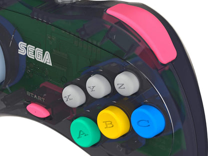 Retro-Bit Official Sega Saturn USB Controller Pad (Model 2) for Sega Genesis Mini, PS3, PC, Mac, Steam, Switch - USB Port (Slate Gray