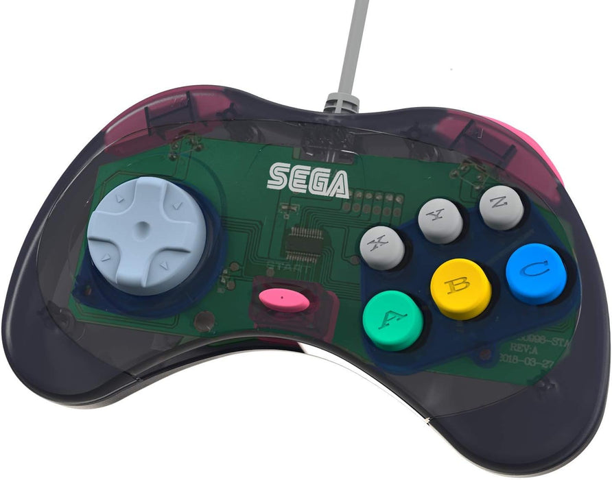 Retro-Bit Official Sega Saturn USB Controller Pad (Model 2) for Sega Genesis Mini, PS3, PC, Mac, Steam, Switch - USB Port (Slate Gray
