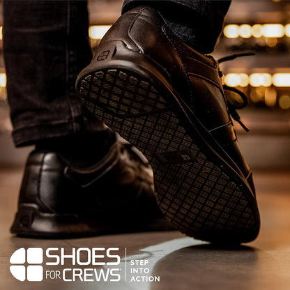 Shoes for Crews Men's Vegan Leather Slip-Resistant Work Sneakers – Comfortable, Water-Repellant, Non-Slip, Removable Insoles, Ideal for Restaurant Catering Kitchen, Chef-Footwear – Freestyle II