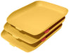 Leitz A4 Letter Tray, Set Of Three, Cosy Range, Warm Yellow, 53582019