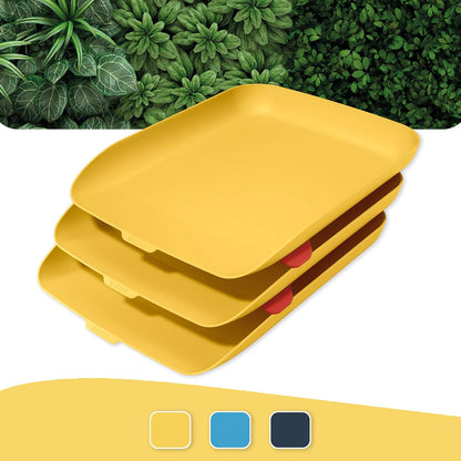 Leitz A4 Letter Tray, Set Of Three, Cosy Range, Warm Yellow, 53582019