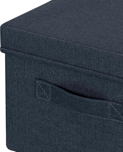 Leitz Fabric Storage Box with Lid, Set of 2 Cube Storage Unit Boxes, 28.5 x 38 x 20.3 cm Foldable Fabric Ottoman Box, Collapsible & Eco Conscious Organiser, Recycle Range, Velvet Grey Medium, 61440089